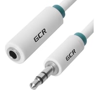 Удлинитель аудио GCR 0.5m jack 35mm-jack 35mm белый зеленая окантовка M-F VIVSTIM1662-0.5m