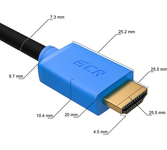 Кабель HDMI 2.0 GCR 0.3m синие коннекторы 28-28 AWG VIVHMI431-0.3m