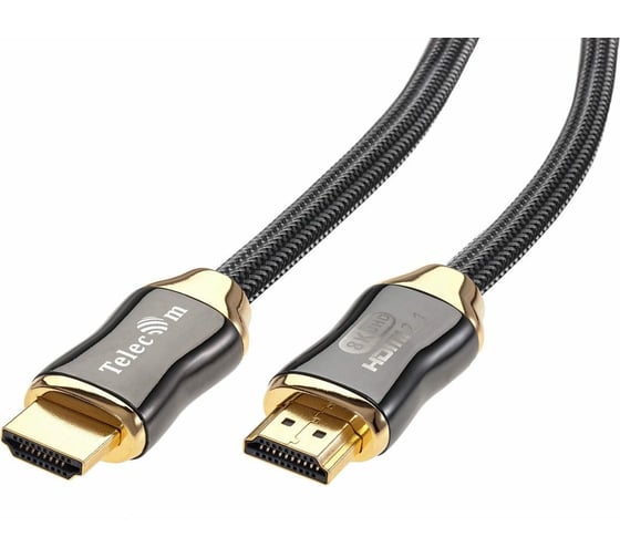 Кабель Telecom, HDMI 19M/M, ver. 2.1, 8K 60 Hz 1.5m металлические разъемы, нейлоновая оплетка TCG300-1.5M