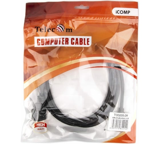 Кабель Telecom, HDMI-19M --- MiniHDMI-19M ver 2.0+3D/Ethernet, 2m TCG205-2M