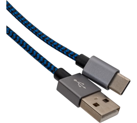 Кабель PERFEO USB2.0 A вилка - USB Type-C вилка, черный-синий,1 м. U4903 30010760