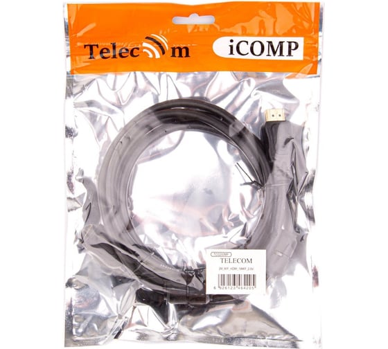Удлинительный кабель Telecom, HDMI-19M---HDMI-19F ver 2.0, 2m TCG-200MF-2M