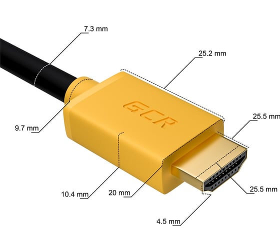 Кабель HDMI 2.0 GCR 1.0m желтые коннекторы 28-28 AWG 3 X экран VIVHMI441-1.0m