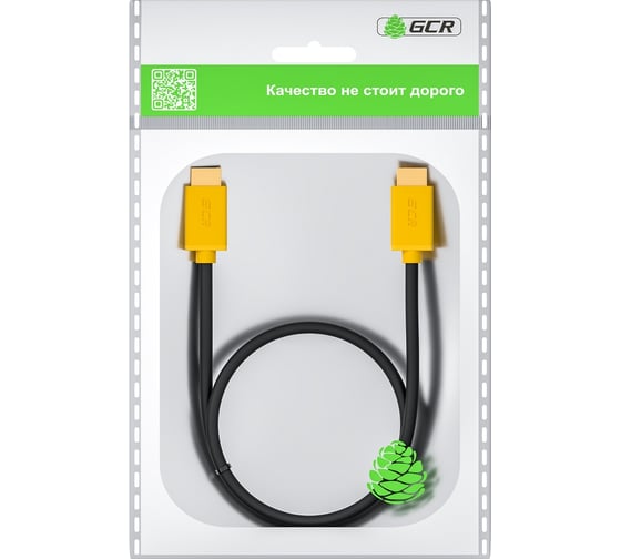 Кабель HDMI 2.0 GCR 1.0m желтые коннекторы 28-28 AWG 3 X экран VIVHMI441-1.0m