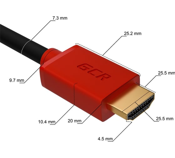 Кабель HDMI 2.0 GCR 0.3m красные коннекторы 28-28 AWG VIVHMI451-0.3m