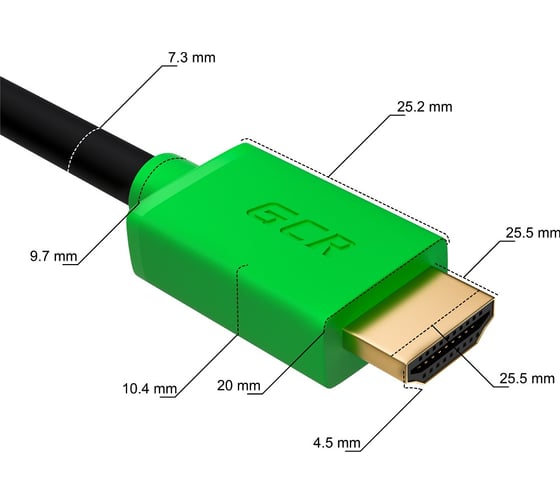 Кабель HDMI 2.0 GCR 0.3m зеленые коннекторы 28-28 AWG 3 X экран VIVHMI421-0.3m