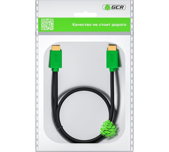 Кабель HDMI 2.0 GCR 0.3m зеленые коннекторы 28-28 AWG 3 X экран VIVHMI421-0.3m