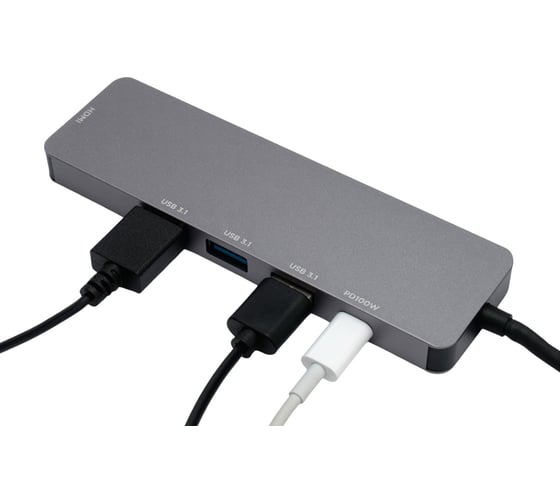 Док-станция Gembird Type-C 5в1: 3хUSB3.1, PD100W, HDMI, кабель 17см, алюминий, UHB-D1