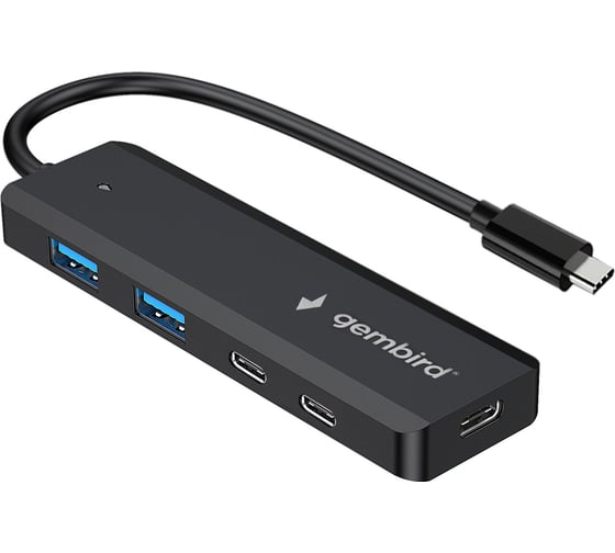 Разветвитель Gembird USB3.1 2xUSB, 2xType-C, с доп.питанием (порт Type-C), кабель Type-C 19см, UHB-C425