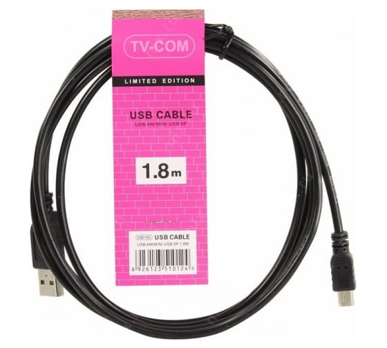 Кабель TV-COM USB2.0 Am - mini-B 5P 1.8м, USB110G-1.8M
