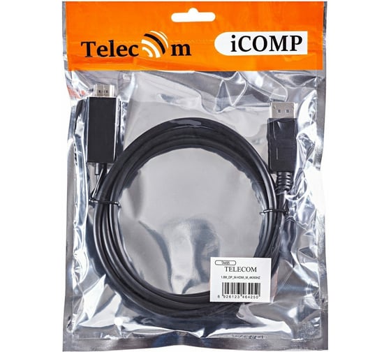 Кабель-переходник Telecom, DisplayPort M- HDMI M 4K 60Hz 1.8m TA495-1.8M