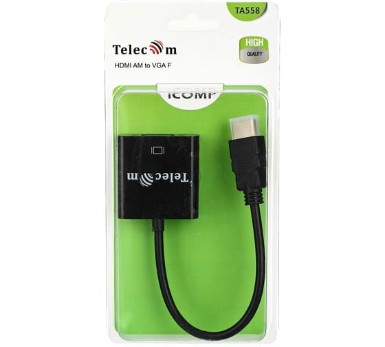 Кабель-переходник Telecom, HDMI M - VGA F TA558