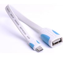 Адаптер-переходник OTG Vention USB 2.0 AF/micro B 5pin, плоский, 0.1м, белый VAS-A09-W010