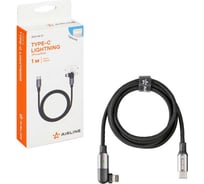 Кабель Airline Type-C - Lightning (Iphone/IPad) 1м, с поворотным коннектором, черный нейлоновый ACH-M-31