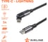 Кабель Airline Type-C - Lightning (Iphone/IPad) 1м, с поворотным коннектором, черный нейлоновый ACH-M-31 2