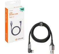 Кабель Airline USB - microUSB 1м, с поворотным коннектором, черный нейлоновый ACH-M-28