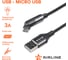 Кабель Airline USB - microUSB 1м, с поворотным коннектором, черный нейлоновый ACH-M-28 2