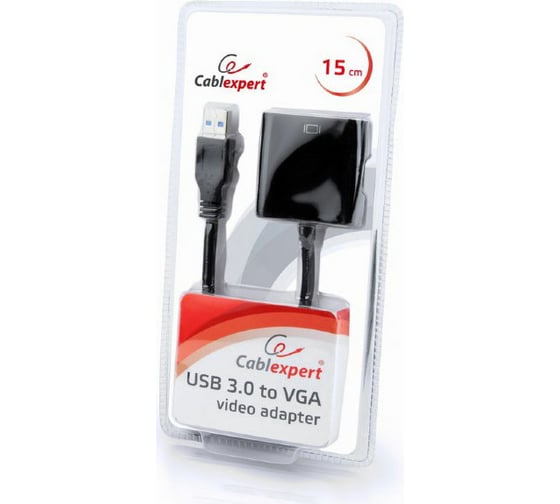 Конвертер Cablexpert USB 3.0 - VGAAB-U3M-VGAF-01, AM/VGA, черный, блистер AB-U3M-VGAF-01