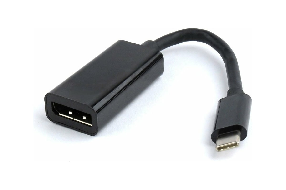 Переходник-конвертер Cablexpert USB, Type-C/DisplayPort (F), кабель 0.15м,  черный, пакет A-CM-DPF-01