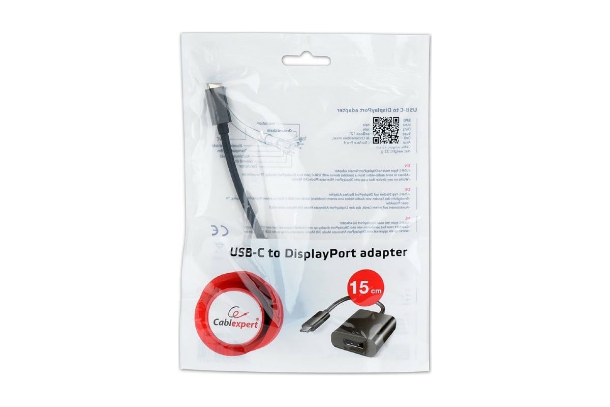 Переходник-конвертер Cablexpert USB, Type-C/DisplayPort (F), кабель 0.15м,  черный, пакет A-CM-DPF-01 - выгодная цена, отзывы, характеристики, фото -  купить в Москве и РФ