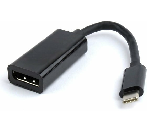Переходник-конвертер Cablexpert USB, Type-C/DisplayPort (F), кабель 0.15м, черный, пакет A-CM-DPF-01