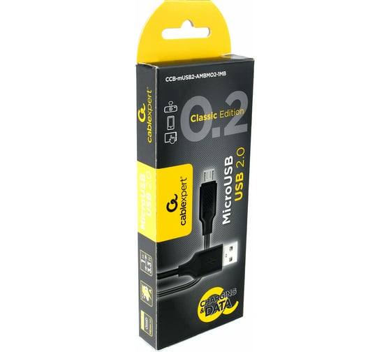 Кабель Cablexpert, USB 2.0, AM/microB, длина 1м, черный CCB-mUSB2-AMBMO2-1MB