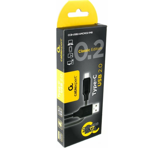Кабель USB 2.0 Cablexpert, AM/Type-C, издание Classic 0.2, длина 1м, черный CCB-USB2-AMCMO2-1MB