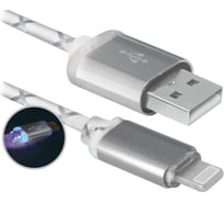 USB-кабель DEFENDER ACH03-03LT cерый, LED, USB-Lightning, 1м 87550