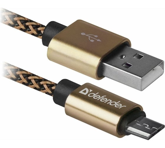 USB-кабель DEFENDER USB08-03T PRO USB2.0, AM-MicroBM, Золотой, 1m, 2.1A 87800 1
