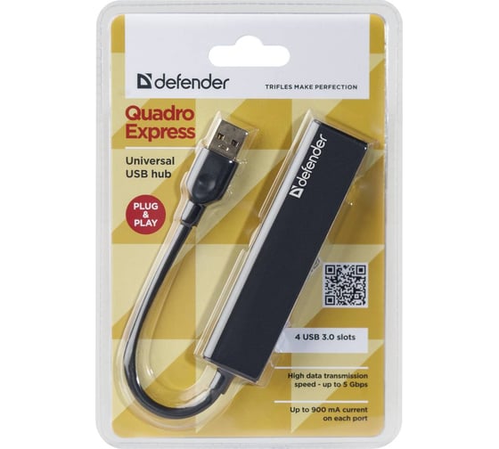 Универсальный USB-разветвитель DEFENDER Quadro Express USB3.0, 4 порта 83204