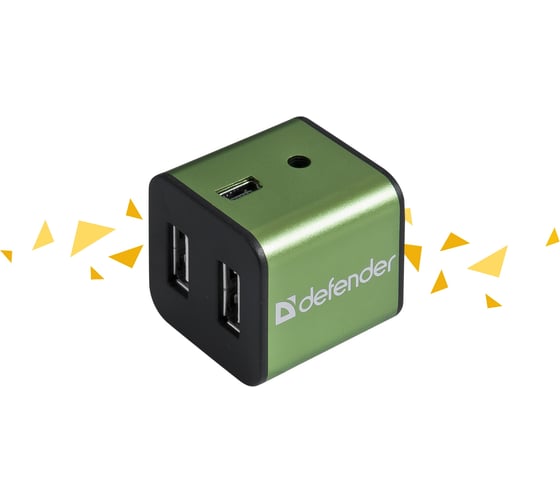 Универсальный USB-разветвитель DEFENDER Quadro Iron USB2.0, 4 порта, корпус - алюминий 83506