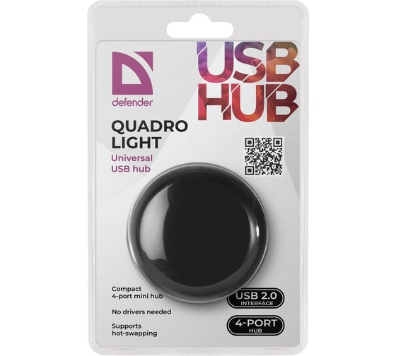 Универсальный USB-разветвитель DEFENDER Quadro Light USB 2.0, 4 порта 83201