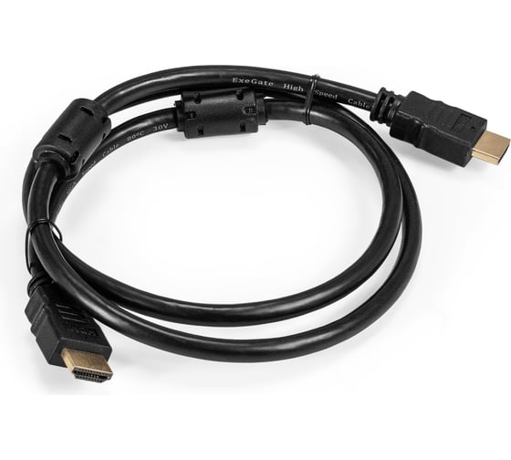 Кабель ExeGate HDMI EX-CC-HDMI2-1.0F 19M/19M, v2.0, 1м, 4K UHD, Ethernet, ферритовые кольца, позолоченные контакты 287722 1