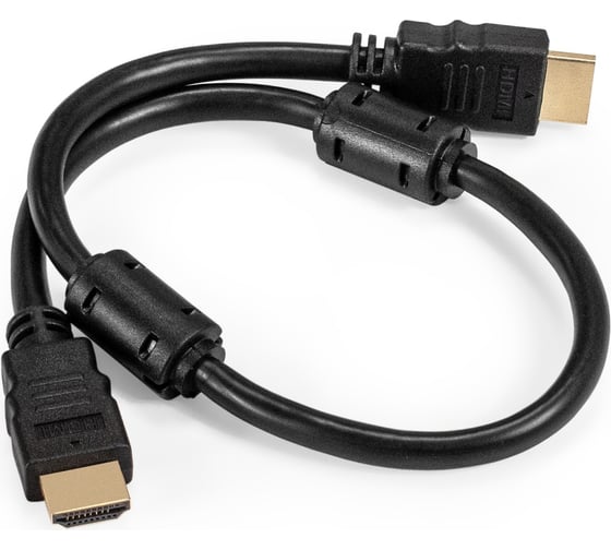 Кабель ExeGate HDMI EX-CC-HDMI2-0.5F 19M/19M, v2.0, 0,5м, 4K UHD, Ethernet, ферритовые кольца, позолоченные контакты 287721 1