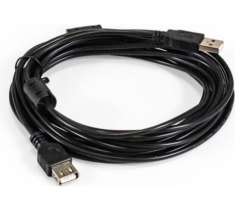 Удлинитель ExeGate USB 2.0 EX-CCF-USB2-AMAF-5.0F Am/Af, позолоченные контакты, ферритовые кольца, 5м 294765