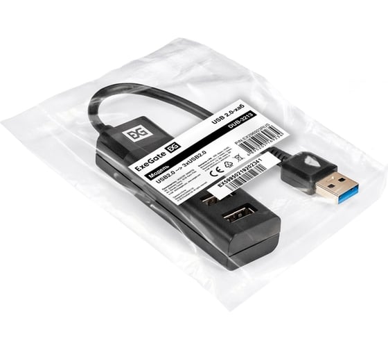 USB-Хаб ExeGate концентратор 4-в-1 DUB-3213 кабель-адаптер USB3.0 -- 3xUSB2.0, 1xUSB3.0, Plug Play, черный 296923