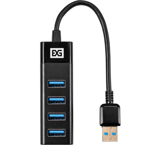 USB-Хаб ExeGate концентратор 4-в-1 DUB-4TP кабель-адаптер USB3.0 -- 4xUSB3.0, Plug Play, черный 296925