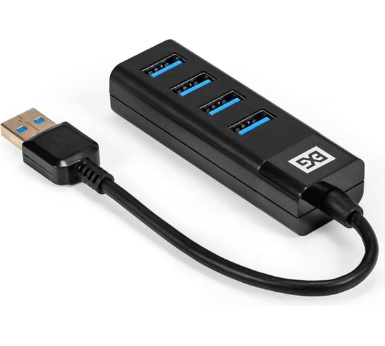 USB-Хаб ExeGate концентратор 4-в-1 DUB-4TP кабель-адаптер USB3.0 -- 4xUSB3.0, Plug Play, черный 296925