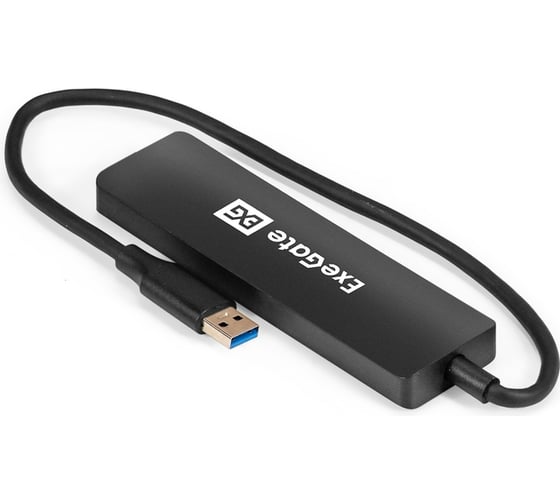 USB-Хаб ExeGate концентратор 4-в-1 DUB-4P/3 кабель-адаптер USB3.0 -- 4xUSB3.0, Plug Play, черный 296928