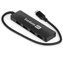 USB-Хаб ExeGate концентратор 4-в-1 DUB-4CP/3 кабель-адаптер USB Type C -- 4xUSB3.0, Plug Play, черный 296929