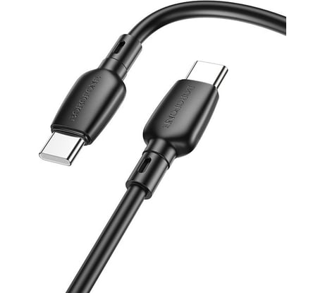 Кабель Type-С Borofone BX93 Super power Type-C - Type-С, 1 метр, 60W, 3A, ПВХ, черный 23752-BX93ttBK
