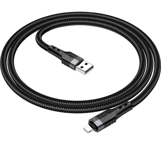 USB-кабель Borofone BU35 Influence AM-8 pin 1.2 метра, 2.4A, нейлон, черный 23752-BU35iBK