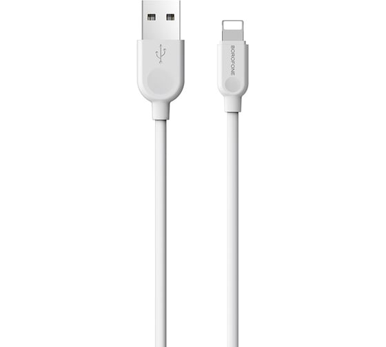 USB-кабель Borofone BX14 LinkJet AM-8pin 2 метра, 2.4A, ПВХ, белый 23752-BX14iW2