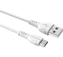 USB-кабель Borofone BX51 AM-microBM, 1 метр, 2.4А, пластик, белый 23752-BX51mW