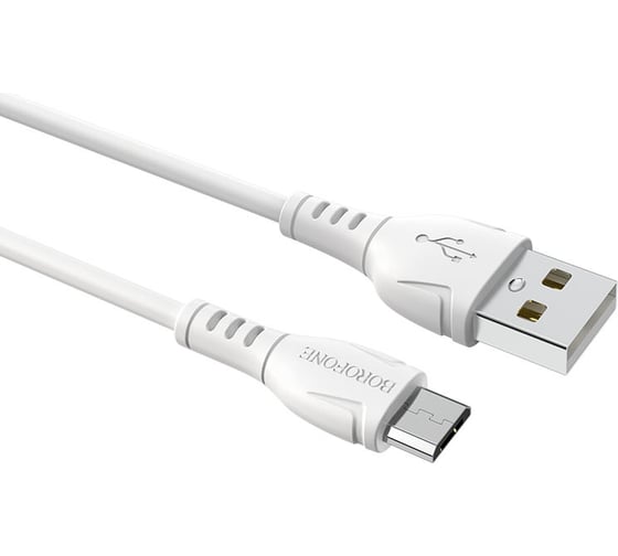 USB-кабель Borofone BX51 AM-microBM, 1 метр, 2.4А, пластик, белый 23752-BX51mW 1
