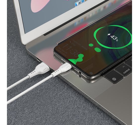 USB-кабель Borofone BX51 Triumph Type-C - 8pin, 1 метр, 3А, пластик, белый 23752-BX51iTW