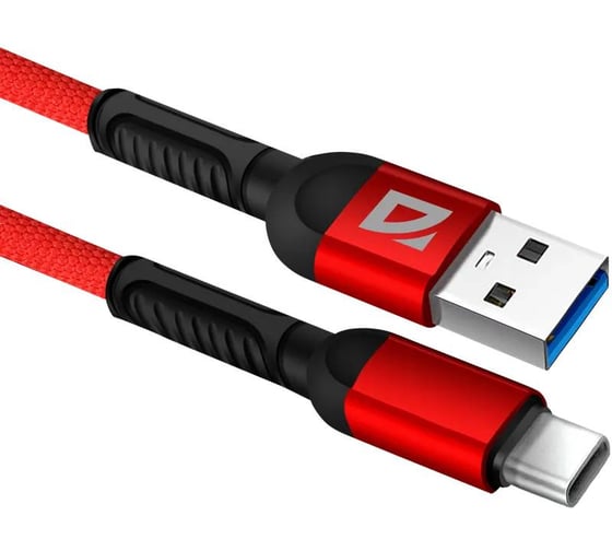 USB кабель Redragon DEFENDER F167 TypeC, red, 1м, 2.4А, ткань, пакет 87103RED 1