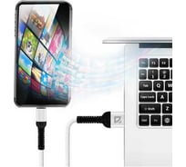 USB-кабель DEFENDER F167 Micro, white, 1м, 2.4А, ткань, пакет 87105WHI