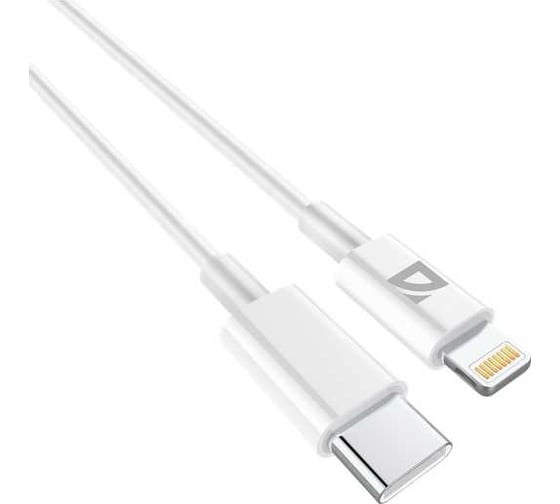 USB-кабель DEFENDER F182 TypeC-Lightning 2м, 20Вт, PD, TPE, белый, пакет 87539