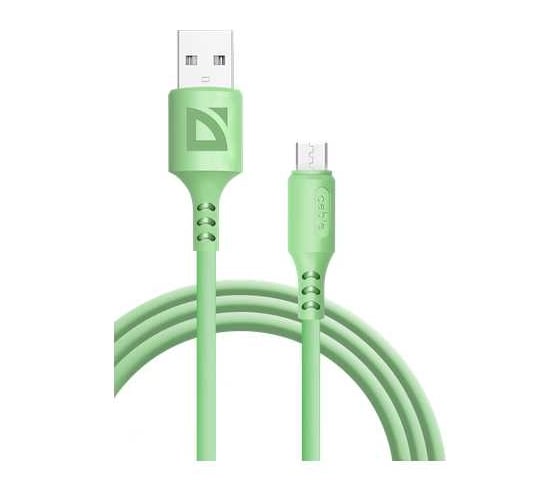 USB-кабель DEFENDER F207 Micro, green, 1м, 2.4А, силикон, пакет 87108GRN 1